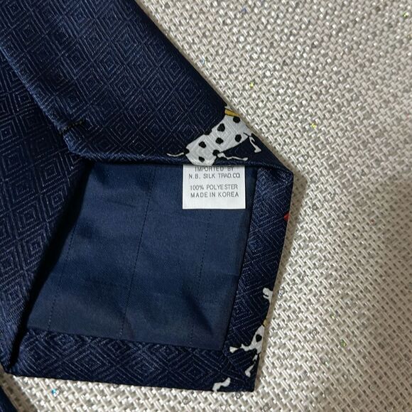 RENAISSANCE Navy Ivory Red White Black Yellow Fire Truck Dalmatians Woven Tie - Picture 5 of 7